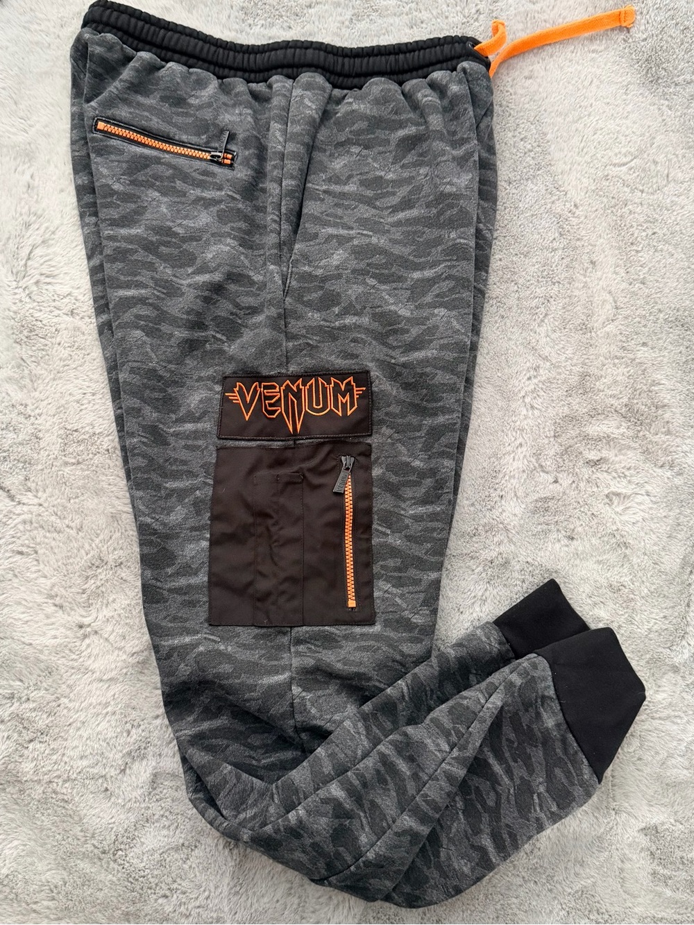Venum Tramo 2.0 Gray Camo Orange Zip Combat Training Joggers - Men's XL